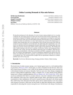 Online Learning Demands in Max-min Fairness