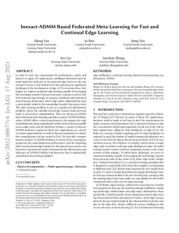 Inexact-ADMM Based Federated Meta-Learning for Fast and Continual Edge
  Learning