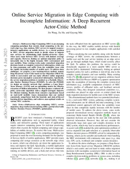 Online Service Migration in Mobile Edge with Incomplete System
  Information: A Deep Recurrent Actor-Critic Learning Approach