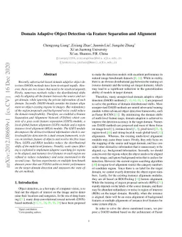 Domain Adaptive Object Detection via Feature Separation and Alignment
