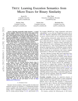 Trex: Learning Execution Semantics from Micro-Traces for Binary
  Similarity