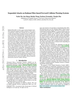 Sequential Attacks on Kalman Filter-based Forward Collision Warning
  Systems