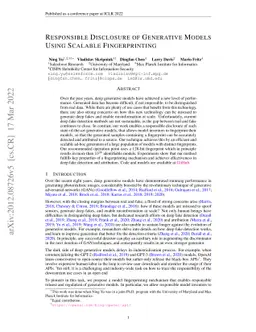 Responsible Disclosure of Generative Models Using Scalable
  Fingerprinting