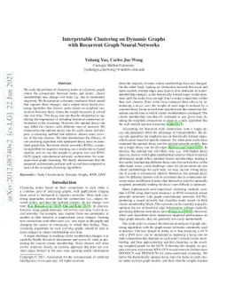 Interpretable Clustering on Dynamic Graphs with Recurrent Graph Neural
  Networks