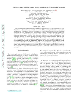 Physical deep learning based on optimal control of dynamical systems