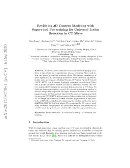 Revisiting 3D Context Modeling with Supervised Pre-training for
  Universal Lesion Detection in CT Slices