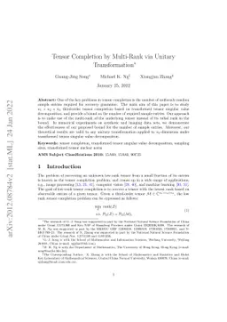 Tensor Completion by Multi-Rank via Unitary Transformation