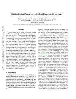 Distilling Optimal Neural Networks: Rapid Search in Diverse Spaces
