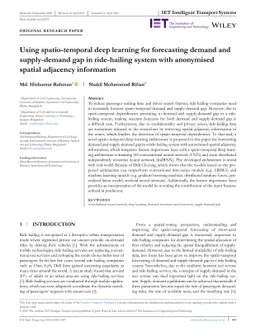 Using Spatio-temporal Deep Learning for Forecasting Demand and
  Supply-demand Gap in Ride-hailing System with Anonymised Spatial Adjacency
  Information