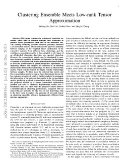 Clustering Ensemble Meets Low-rank Tensor Approximation