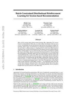 Batch-Constrained Distributional Reinforcement Learning for
  Session-based Recommendation