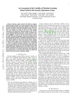An Assessment of the Usability of Machine Learning Based Tools for the
  Security Operations Center