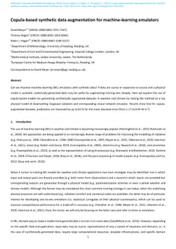 Copula-based synthetic data augmentation for machine-learning emulators