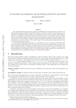 A tractable non-adaptative group testing method for non-binary
  measurements