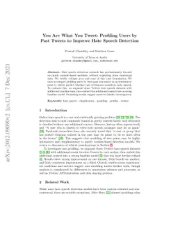 You Are What You Tweet: Profiling Users by Past Tweets to Improve Hate
  Speech Detection