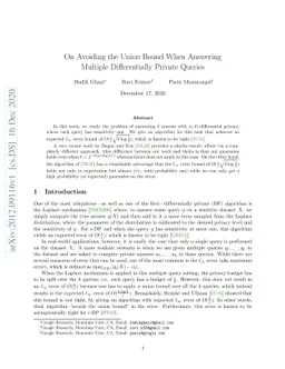 On Avoiding the Union Bound When Answering Multiple Differentially
  Private Queries