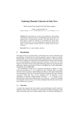Exploring Thematic Coherence in Fake News