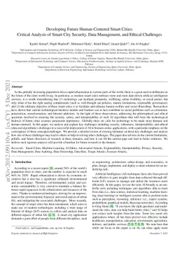 Developing Future Human-Centered Smart Cities: Critical Analysis of
  Smart City Security, Interpretability, and Ethical Challenges