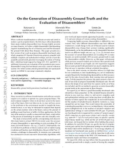 On the Generation of Disassembly Ground Truth and the Evaluation of
  Disassemblers