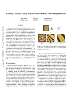 Learning Continuous Image Representation with Local Implicit Image
  Function