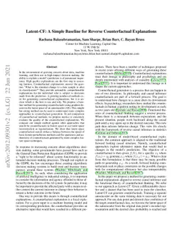 Latent-CF: A Simple Baseline for Reverse Counterfactual Explanations