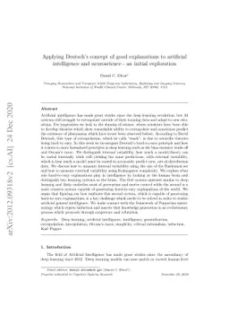 Applying Deutsch's concept of good explanations to artificial
  intelligence and neuroscience -- an initial exploration