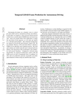 Temporal LiDAR Frame Prediction for Autonomous Driving
