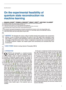 On the experimental feasibility of quantum state reconstruction via
  machine learning