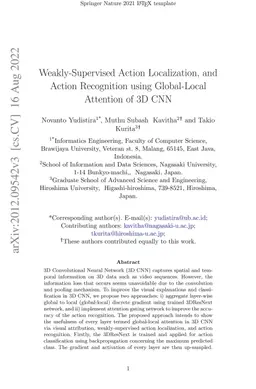 Weakly-Supervised Action Localization and Action Recognition using
  Global-Local Attention of 3D CNN