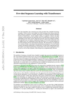 Few-shot Sequence Learning with Transformers