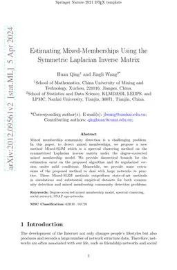 Estimating Mixed-Memberships Using the Symmetric Laplacian Inverse
  Matrix