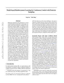 Model-based Reinforcement Learning for Continuous Control with Posterior
  Sampling