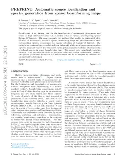 Automatic source localization and spectra generation from sparse
  beamforming maps