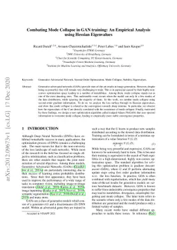 Combating Mode Collapse in GAN training: An Empirical Analysis using
  Hessian Eigenvalues