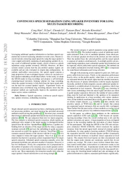 Continuous Speech Separation Using Speaker Inventory for Long
  Multi-talker Recording