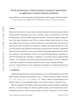 On the performance of deep learning for numerical optimization: an
  application to protein structure prediction