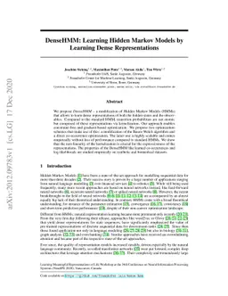 DenseHMM: Learning Hidden Markov Models by Learning Dense
  Representations