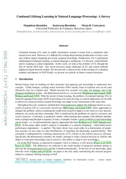 Continual Lifelong Learning in Natural Language Processing: A Survey