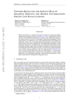 Towards Resolving the Implicit Bias of Gradient Descent for Matrix
  Factorization: Greedy Low-Rank Learning