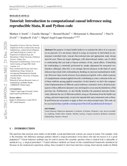 Tutorial: Introduction to computational causal inference using
  reproducible Stata, R and Python code