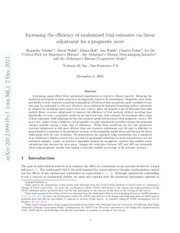 Increasing the efficiency of randomized trial estimates via linear
  adjustment for a prognostic score