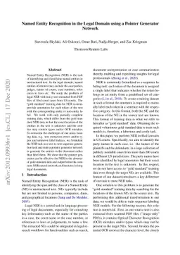 Named Entity Recognition in the Legal Domain using a Pointer Generator
  Network