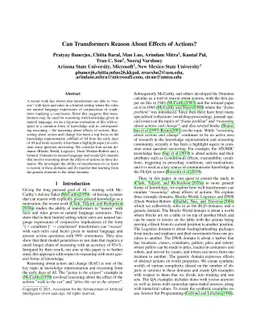 Can Transformers Reason About Effects of Actions?