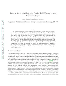Reduced Order Modeling using Shallow ReLU Networks with Grassmann Layers
