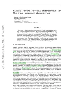 Guiding Neural Network Initialization via Marginal Likelihood
  Maximization