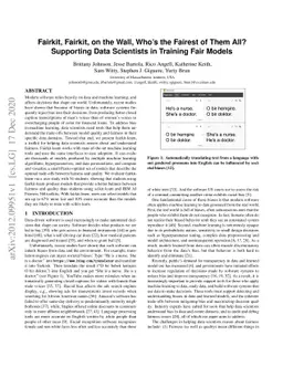 Fairkit, Fairkit, on the Wall, Who's the Fairest of Them All? Supporting
  Data Scientists in Training Fair Models