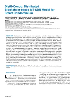 DistB-Condo: Distributed Blockchain-based IoT-SDN Model for Smart
  Condominium