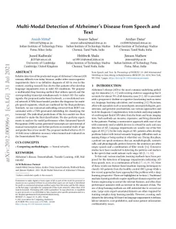 Multi-Modal Detection of Alzheimer's Disease from Speech and Text