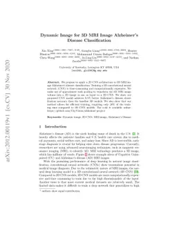 Dynamic Image for 3D MRI Image Alzheimer's Disease Classification