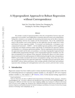 A Hypergradient Approach to Robust Regression without Correspondence